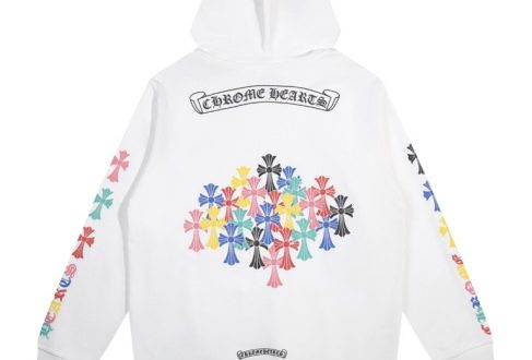 Chrome Hearts Multi Color Cross Cemetery Hoodie White