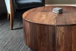 walnut round coffee table