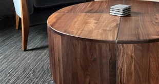 walnut round coffee table